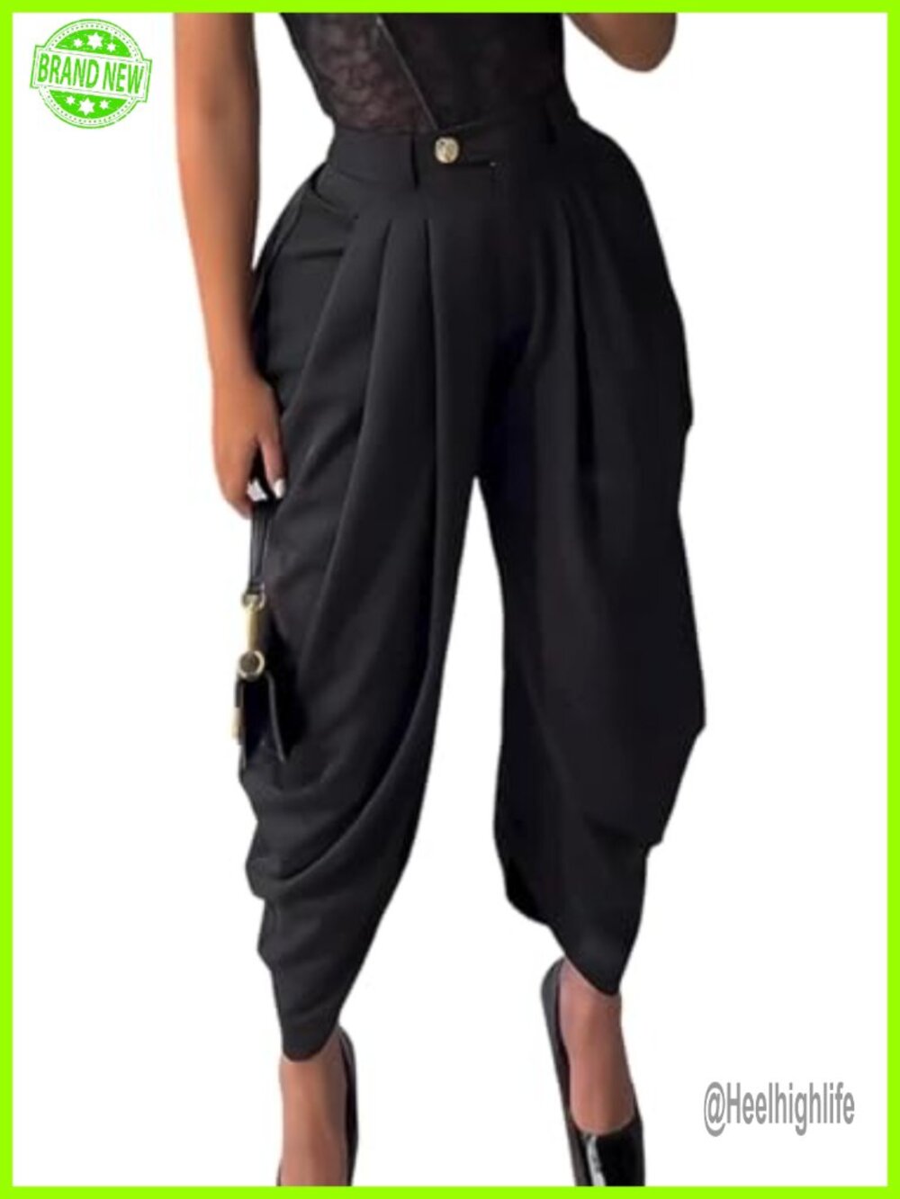 Women's Pleated Wide Leg High Waisted Palazzo Dress Pants Business Trousers